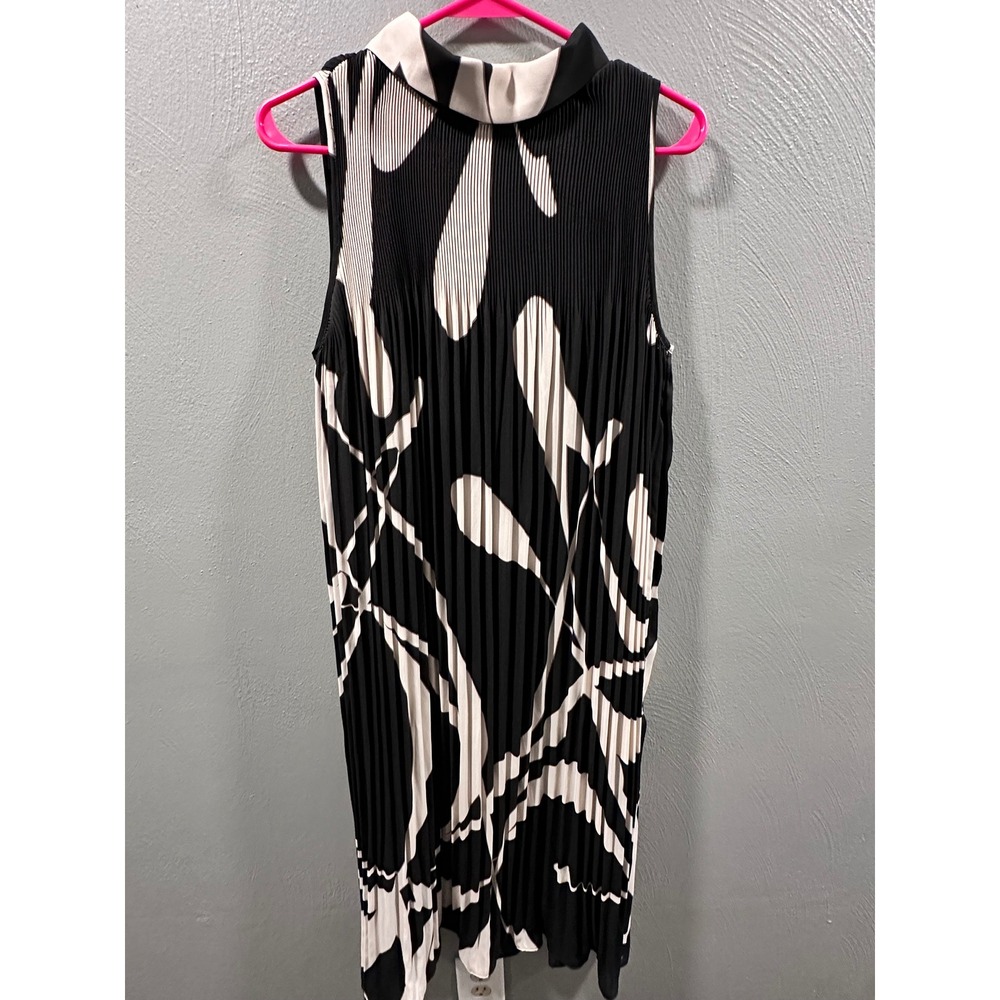 Black Label by Chicos Womens Pleated Abstract Print Sleeveless Shift Dress 10